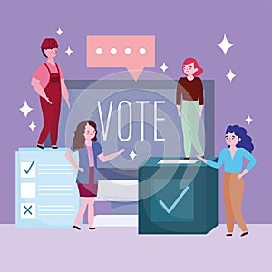 Voting and election concept, people vote online poll choice event