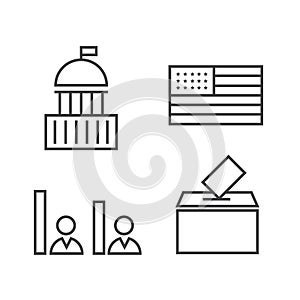 Voting and elections linear icons
