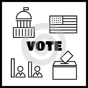 Voting and elections linear icons