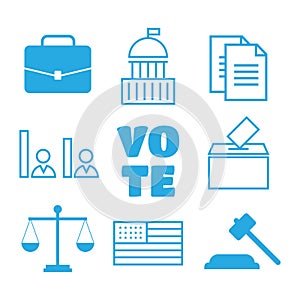 Voting and elections linear icons. Political icons set.Voting an
