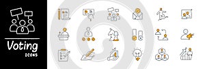 Voting Icons. Vector Editable Stroke.