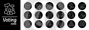 Voting Icons. Vector Editable Stroke.