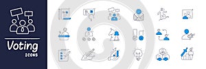 Voting Icons. Vector Editable Stroke.