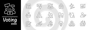 Voting Icons. Vector Editable Stroke.