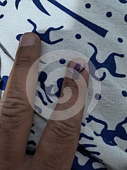 Voting ink on fingers during Indian elections