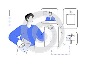 Voting by mail abstract concept vector illustration.
