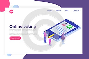 Voting online, e-voting, election internet system isometric template.