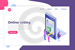 Voting online, e-voting, election internet system isometric template.