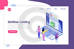 Voting online, e-voting, election internet system isometric template.