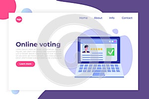 Voting online, e-voting, election internet system template.