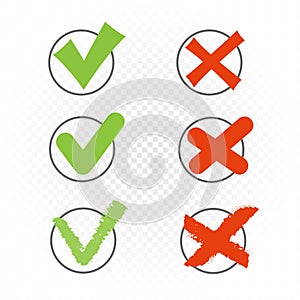 Round check box set yes no sign photo