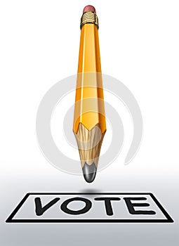 Voting symbol with yellow pencil