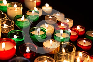 Votive candle in a rack in France