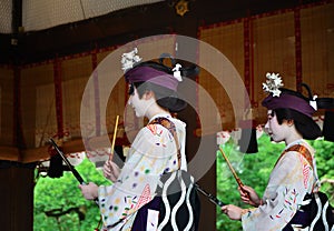Votive dance by Geisha girls, Gion festival scene.
