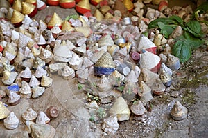 Votive offerings at the Tiger's Nest, Paro, Bhutan