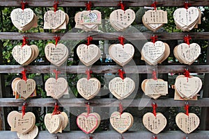 votive plates in a shinto temple (yazaka jinja shrine) in kyoto (japan)