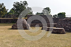 Votive stupas in the Buddhist complex, famous for its Great Stupa.