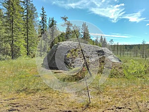 Vottovaara Karelia - stone in the swamp photo