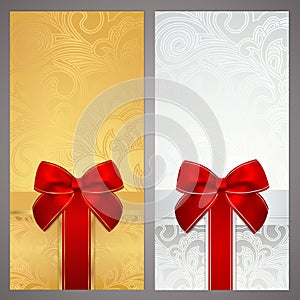 Voucher, Gift certificate, Coupon. Boxes, bow