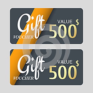Voucher template with gold design,certificate. Background coupon clean and modern pattern.