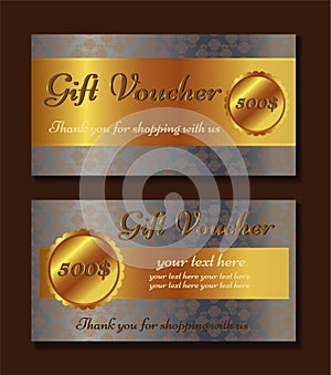 Voucher template with premium vintage pattern. vector format eps 10