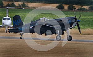 Vought F4U Corsair. The Vought F4U Corsair is an American fighter aircraft that saw service primarily in World War II and the Kore