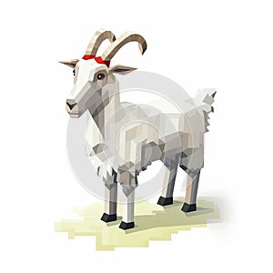 Pixel Goat Of The Desert: Isometric Style With Impasto Texture photo