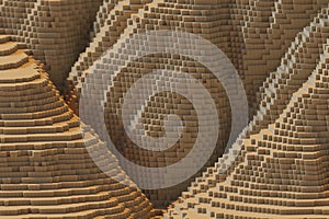 Voxels mountains computer generated landscape