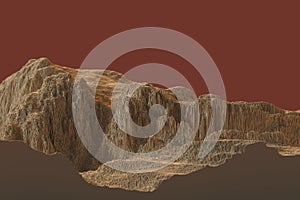 Voxels mountains computer generated landscape