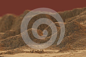 Voxels mountains computer generated landscape