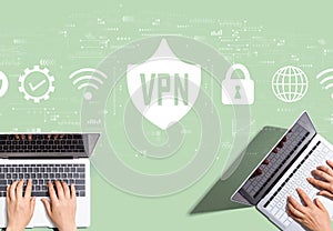 VPN concept with people working together