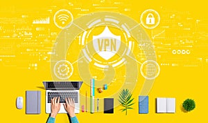 VPN concept with person using a laptop