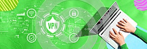 VPN concept with person using a laptop