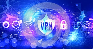 VPN concept with technology light background