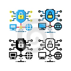 vpn network icon. With outline, glyph, filled outline and flat styles