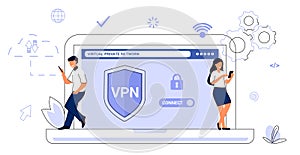 VPN Service Concept Virtual private network App for secure connection