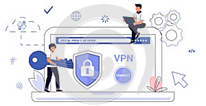 VPN Service Concept Virtual private network App for secure connection