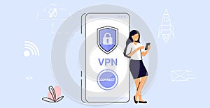 VPN Service Concept Virtual private network App for secure connection