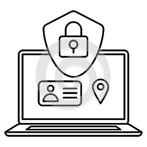 VPN service. Laptop with secure VPN connection concept. Virtual private network. Cyber security, secure web traffic