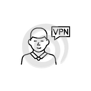 VPN user. Pixel perfect, editable stroke line art icon