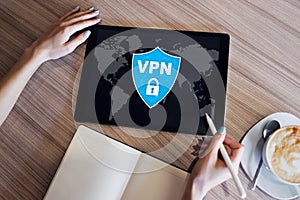 VPN - Virtual perivate network. Internet conncetion privacy concept.