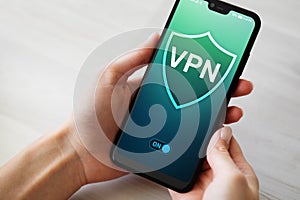 VPN virtual private network, anonymous and secure internet access. Technology concept. photo