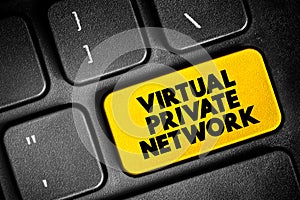 VPN Virtual Private Network - encrypted connection over the Internet from a device to a network, text button on keyboard, concept