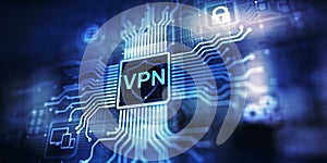 VPN virtual private network internet access security ssl proxy anonymizer technology concept button on virtual screen