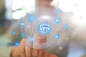 VPN Virtual Private network protocol. Cyber security and privacy connection technology. Anonymous Internet.