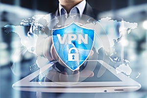 VPN Virtual Private network protocol. Cyber security and privacy connection technology. Anonymous Internet.