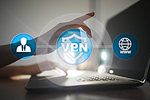 VPN Virtual Private network protocol. Cyber security and privacy connection technology. Anonymous Internet. photo