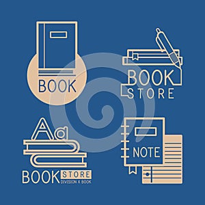 Bookstore logos and sign set vector photo