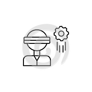 vr, 3d, gear, man icon. Element of technology icon for mobile concept and web apps. Thin line vr, 3d, gear, man icon can be used