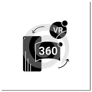 Vr in cell phone glyph icon